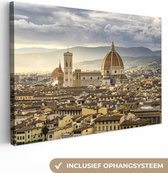 Canvas Schilderij Italië - Zonsondergang - Florence - 90x60 cm - Wanddecoratie
