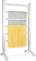 Elektrische handdoekenverwarmer, 2-in-1, handdoekhouder met 6 stangen, handdoekradiator, aluminium frame, handdoekdroger, badkamerradiator 100 W, vrijstaand en wandmontage