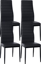 CLP Mayfair Set van 4 eetkamerstoelen - Zonder armleuning - Fauteuil - Metalen onderstel - zwart Kunstleer