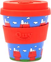 Quy Cup Gobelet de voyage écologique 230 ml - SNOOPY - SIT - Sans BPA - Fabriqué à partir de Bouteilles en PET recyclées avec un couvercle en Siliconen rouge - Gobelet de voyage - Boissons en déplacement