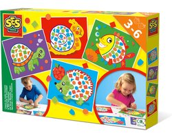 foto van SES - Ik leer mozaïeken - 4 voorbedrukte kaarten met mozaïek stickers