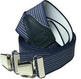 Pierre Mouton Stripes Bretel - Bretels - Volwassenen - Heren - Blauw - 140cm - 3 brede clips - XL - XXL