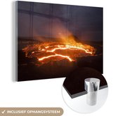 MuchoWow® Glasschilderij 120x80 cm - Schilderij acrylglas - Lava meer - Foto op glas - Schilderijen