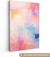 Canvas schilderij abstract 80x120 cm - Abstracte kleurrijke kunst - Slaapkamer decoratie roze volwassenen - Muurdecoratie pastel canvasdoek - Muurdoek keuken - Foto op canvas doek - Keukenschilderij woondecoratie - Toilet