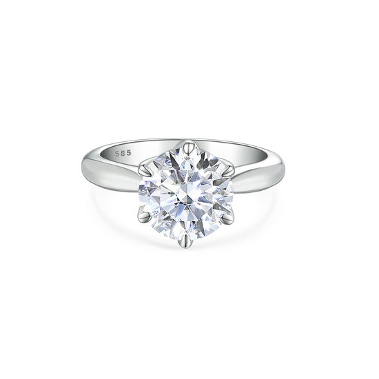 Yulia - Platinum Solitair Moissanite Ring in Tulpenzetting - 3 karaat