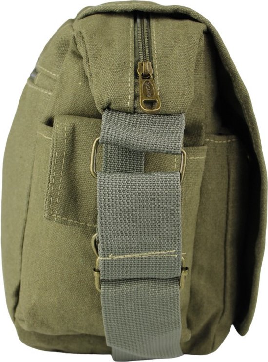 Fana Bags | Grand sac bandoulière en toile vert armée | Sac bandoulière Homme / Femme A4 | sac messager en toile | Sac bandoulière grande toile