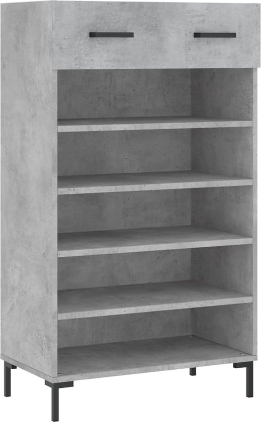 vidaXL - Schoenenkast - 60x35x105 - cm - bewerkt - hout - betongrijs