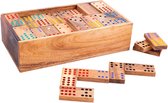 Kleurrijk houten domino 12 spel in een kistje