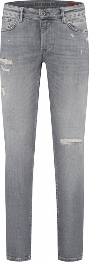 Purewhite - Jone Distressed Painted Heren Skinny Fit Jeans - Grijs