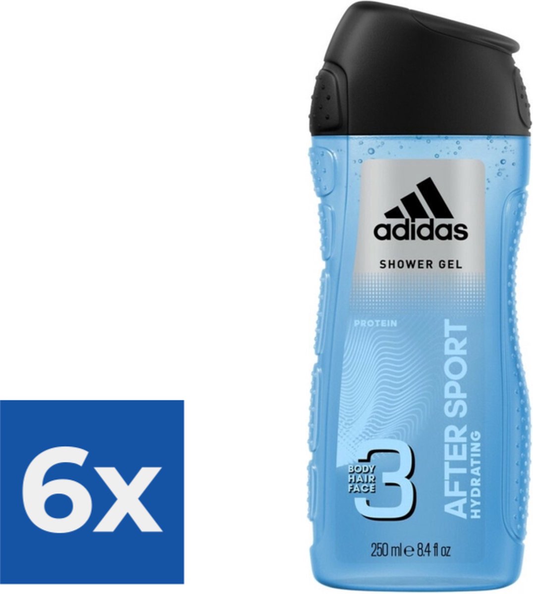 Adidas After Sport Hair & Body Douchegel - 250 ml - Voordeelverpakking 6 stuks