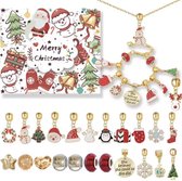 MOZY - Adventskalender Armbandjes - Wit - Goud - Sieraden - 22 Bedels - Armbandje - Ketting - Kinderen - Kerstdecoratie - Kerst - Kerstcadeau - Aftellen Kerst