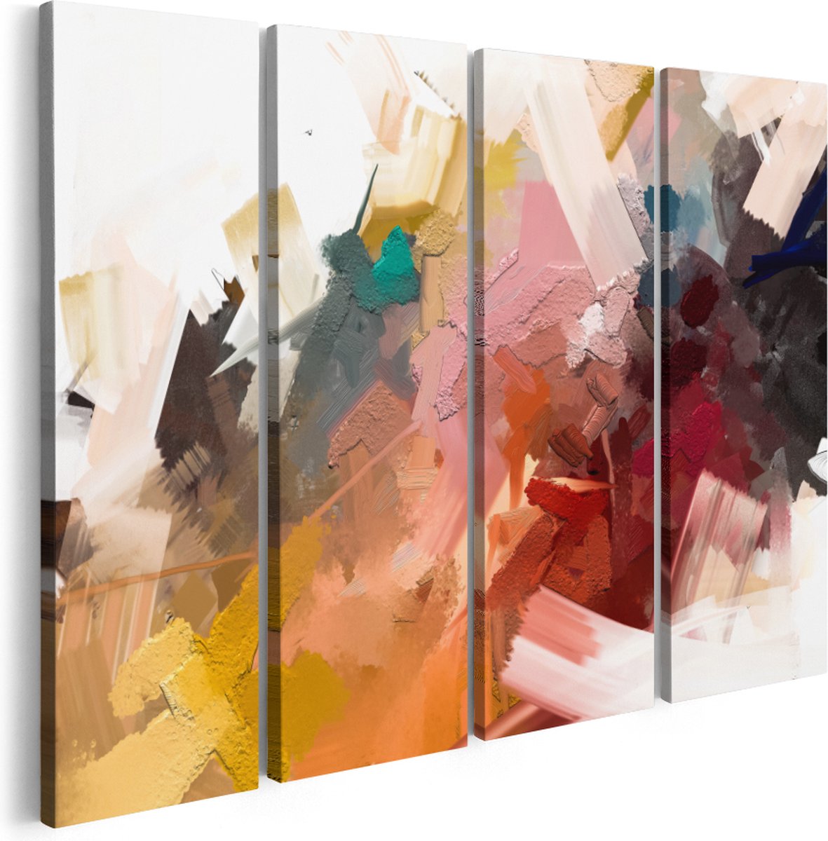 Artaza Canvas Schilderij Vierluik Abstracte Kunst - Kleurrijke Olieverf - 120x90 - Foto Op Canvas - Canvas Print