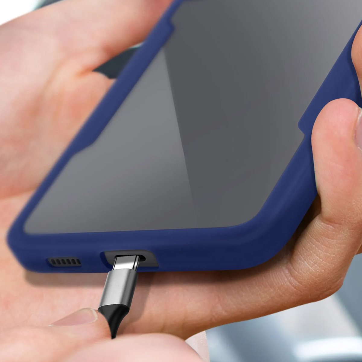 Integraal Hoesje Geschikt voor Samsung Galaxy A13 Achterkant plexiglas, blauw
