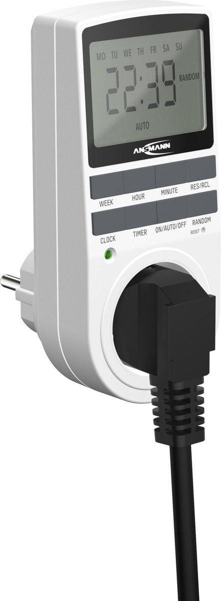 ANSMANN AES4 Timer, 2,1 inch LCD-display, 3680 W, digitale timer met 10 schakeltijden per dag, toevalsfunctie, zomertijd