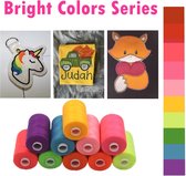 Universeel naaigaren, 10 spoelen van polyester garen van 1000 meter voor naaien, praktische polyesterdraden voor de naaimachine (Rainbow Color-serie)