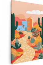 Artaza Canvas Schilderij Woestijn in Kleuren - Abstract - 80x120 - Groot - Foto Op Canvas - Wanddecoratie Woonkamer