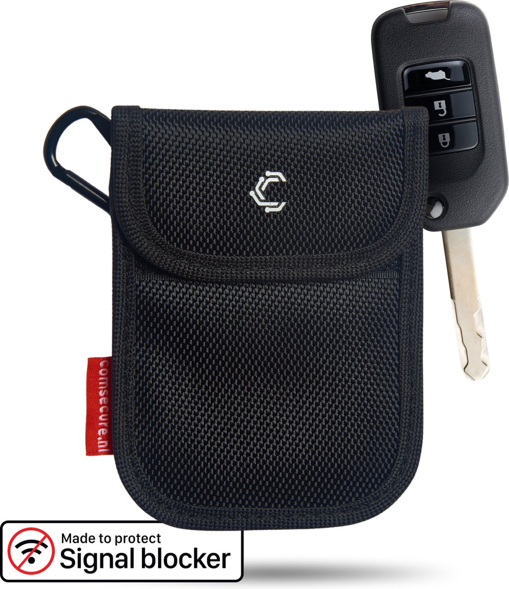Comsecure® - Autosleutel RFID Anti-Diefstal Beschermhoes - Zwart - Keyless entry sleuteltasje - Anti skim - Faraday - Signaal blocker