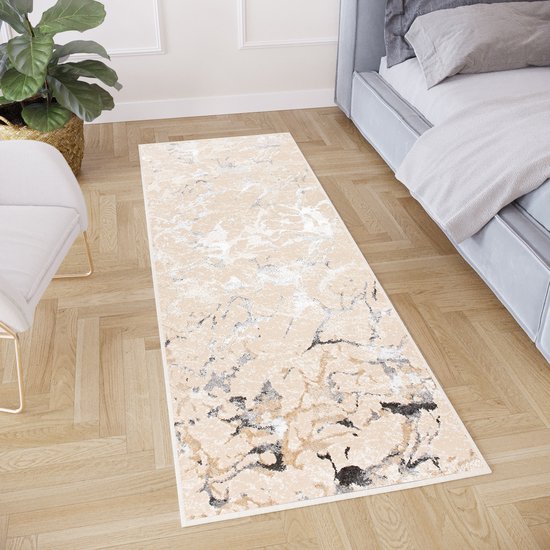 Tapiso Crystal Runner Tapis Grijs Tapis à Poils Courts Taille - 80x400