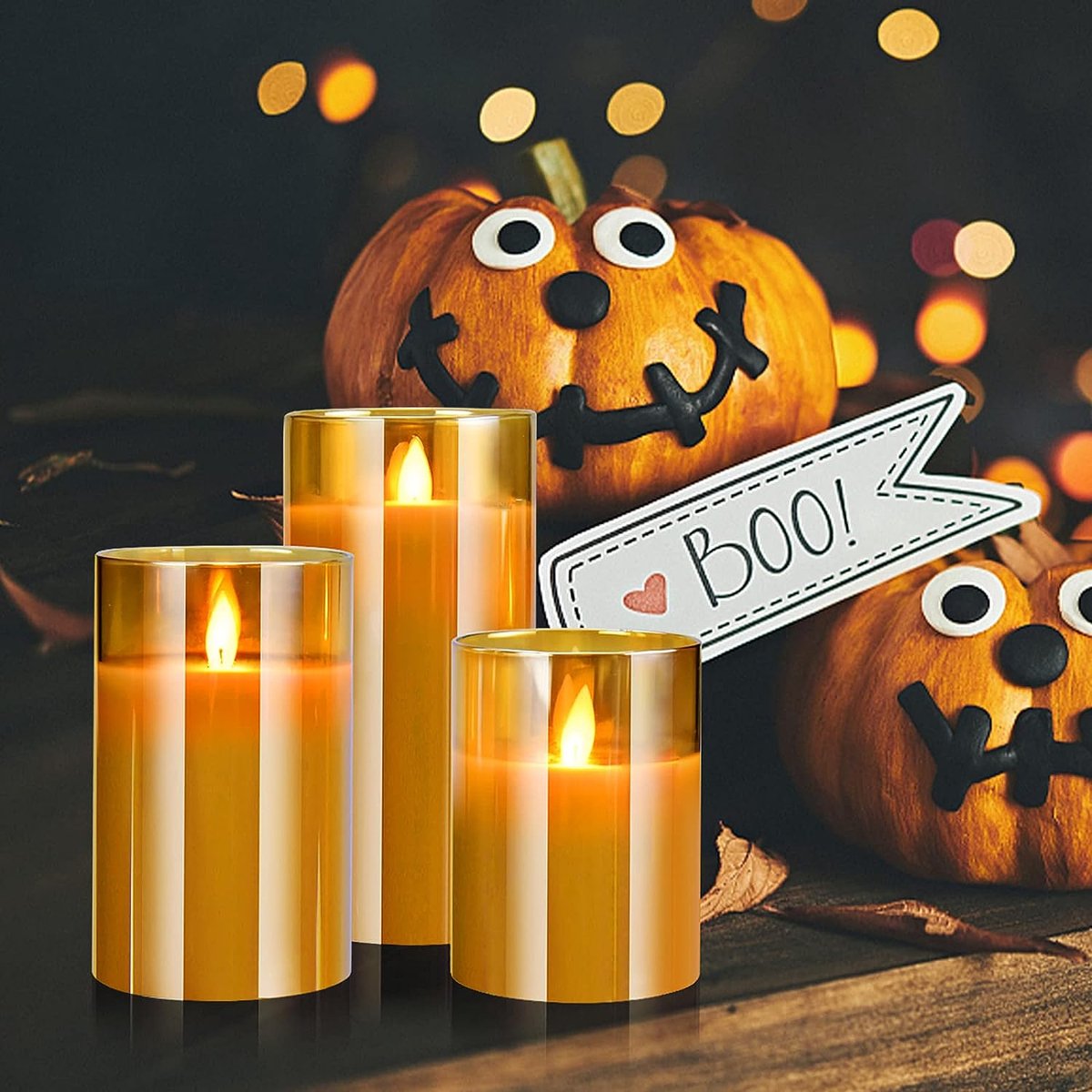 2-Pack] Lumières de citrouille d'Halloween à LED avec télécommande et  minuterie, lumière orange Jack-O-Lantern à piles pour décoration  d'Halloween, bougies sans flamme pour décoration de citrouille 