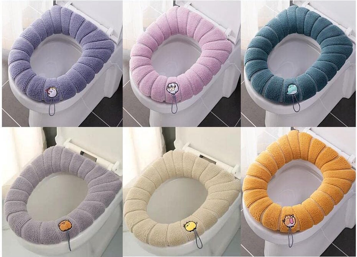 Goedkoopste 6x Toilet Seat Cover Seat, Toilet Seat Cover, Toilet Seat Warmer, Washable Toilet Seat Warmer Cushion, for Toilet Seats (6 Colours