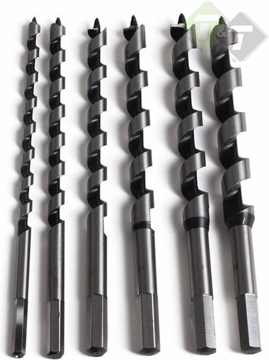 Benson Slangenboor set - 6 delig - Precisie-gefreesd - 8 t/m 18 mm - Koolstofstaal - 230 mm