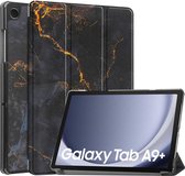 iMoshion Tablet Hoes Geschikt voor Samsung Galaxy Tab A9 Plus - iMoshion Design Trifold Bookcase - Meerkleurig /Black Marble