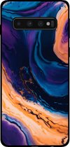 Smartphonica Telefoonhoesje voor Samsung Galaxy S10 marmer look - backcover marmer hoesje - Blauw / TPU / Back Cover geschikt voor Samsung Galaxy S10