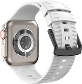 Bracelet en Siliconen - convient pour Apple Watch séries 1/2/3/4/5/6/7/8/9/SE/SE 2/ Ultra/ Ultra 2 avec taille de boîtier 42 mm / 44 mm / 45 mm / 49 mm - blanc