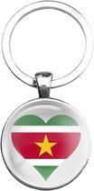 Sleutelhanger Glas - Hart Vlag Suriname