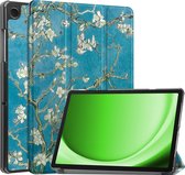 Hoesje Geschikt voor Samsung Galaxy Tab A9 Plus Hoes Case Tablet Hoesje Tri-fold - Hoes Geschikt voor Samsung Tab A9 Plus Hoesje Hard Cover Bookcase Hoes - Bloesem
