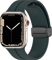 Siliconen bandje - geschikt voor Apple Watch Series 1/2/3/4/5/6/7/8/9/SE/SE 2 met case size 38 mm / 40 mm / 41 mm - donkergroen