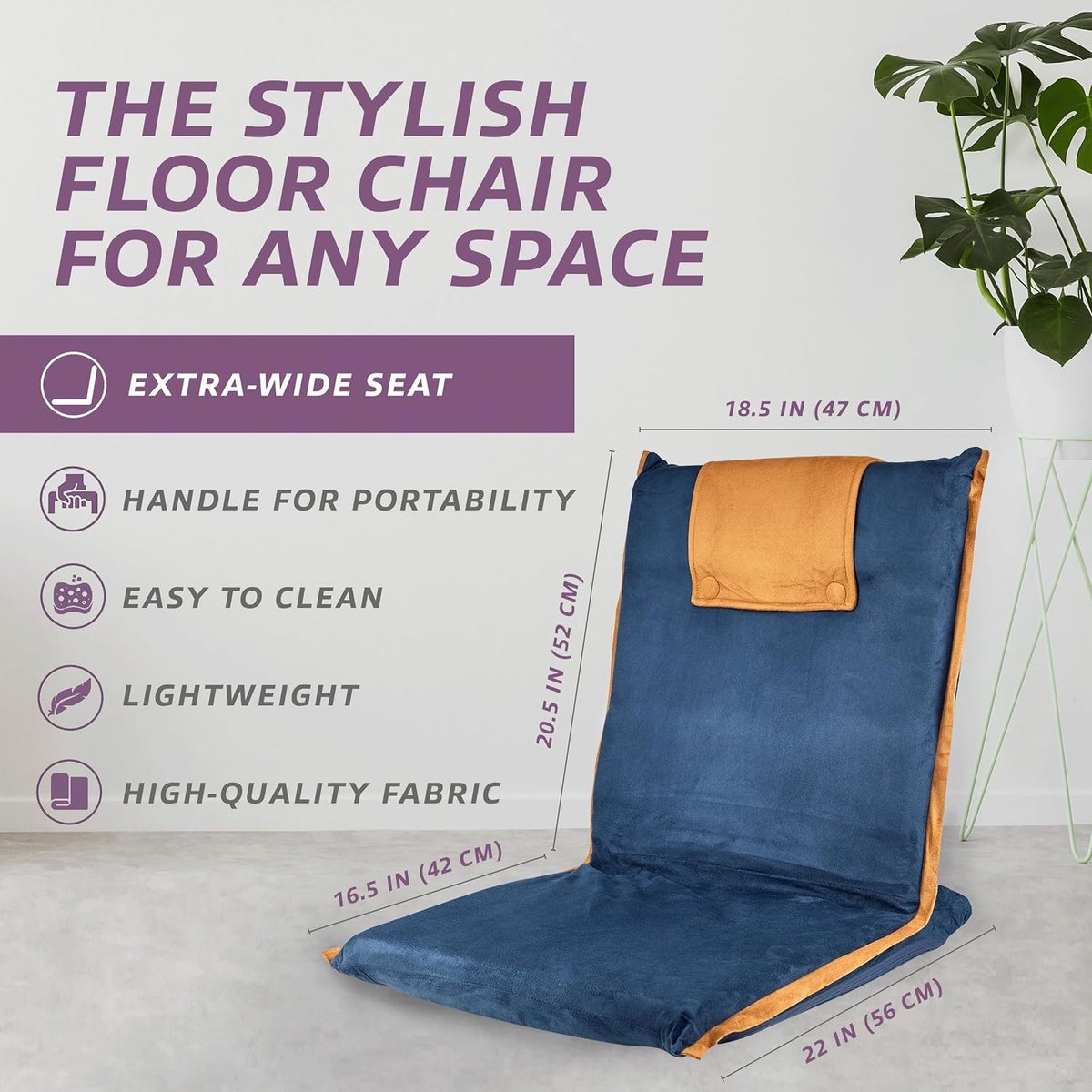 bonVIVO Easy II verstelbare vloerstoel met rugleuning, comfortabele