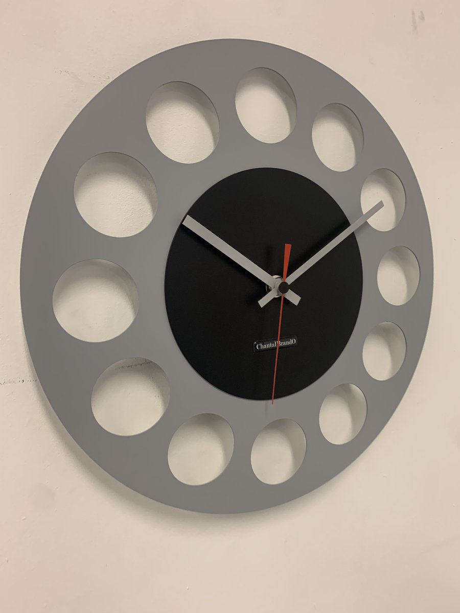 Wandklok CHANTALBRANDO -- GREY & BLACK TORNADO 40 -- MODERN DESIGN --