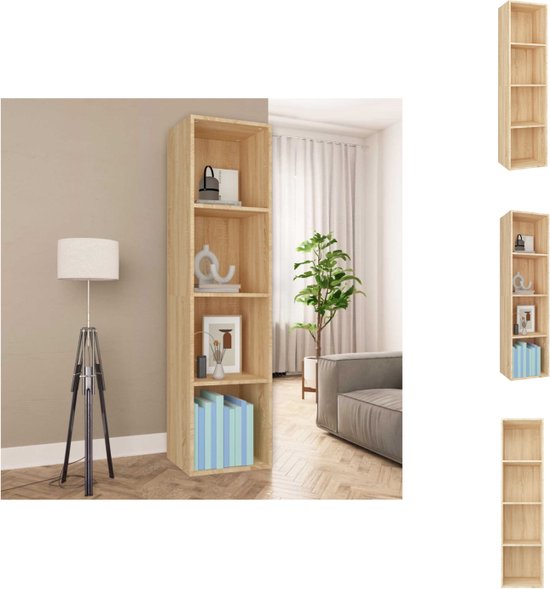 vidaXL Boekenkast/Dressoir Spaanplaat Hoogglans Wit Kast Boekenstandaard