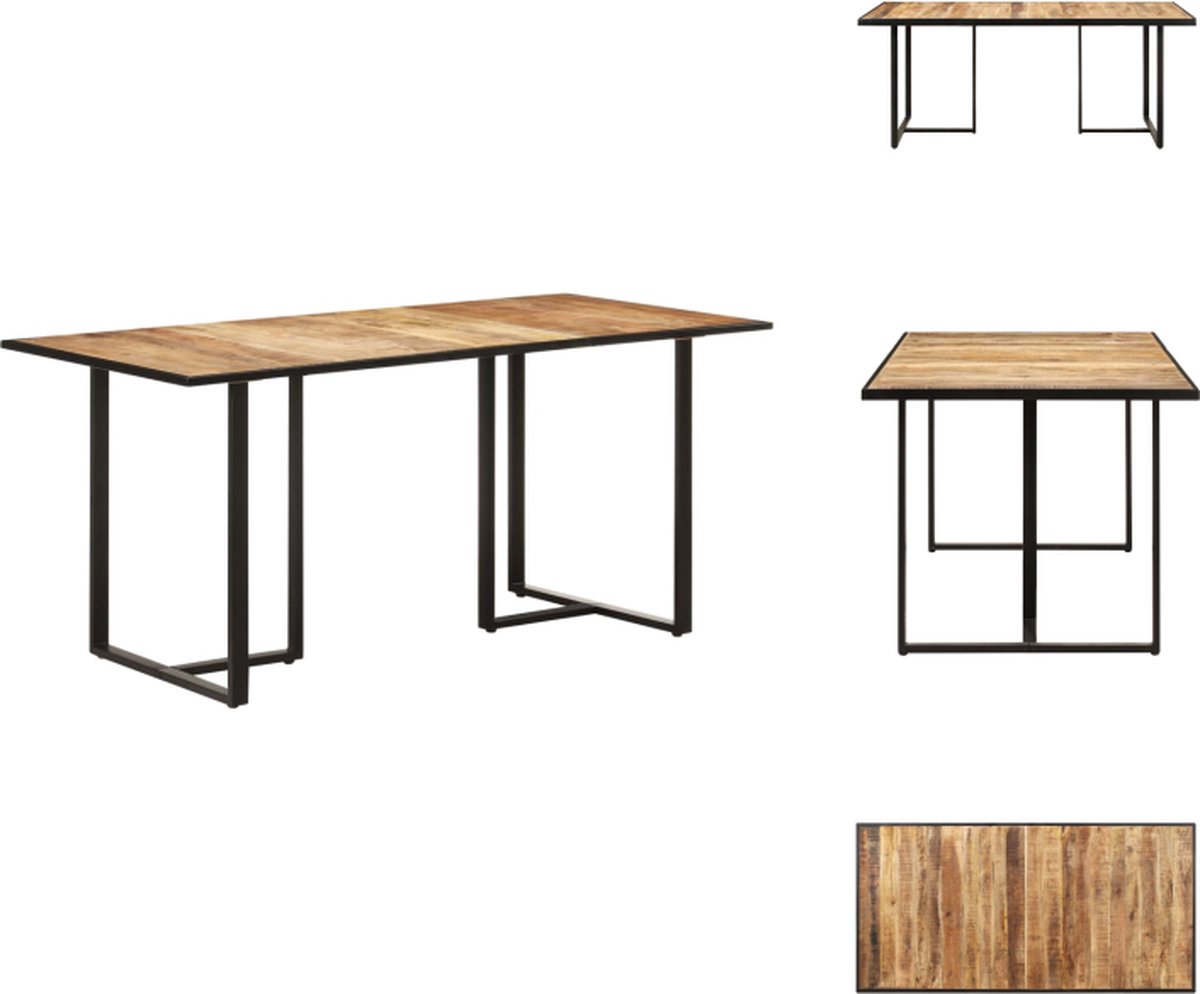 vidaXL Eettafel - 160 - cm - ruw - mangohout Bruin