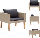 vidaXL Loungebank - Beige - 76x67x60 cm - PE-rattan - gepoedercoat staal - Loungebank