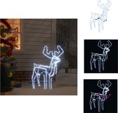 vidaXL Rendier Kerstfiguur - 76 x 42 x 87 cm - Weerbestendig PVC - Inklapbaar - Schuddende kop - Energiezuinige LED - Decoratieve kerstboom