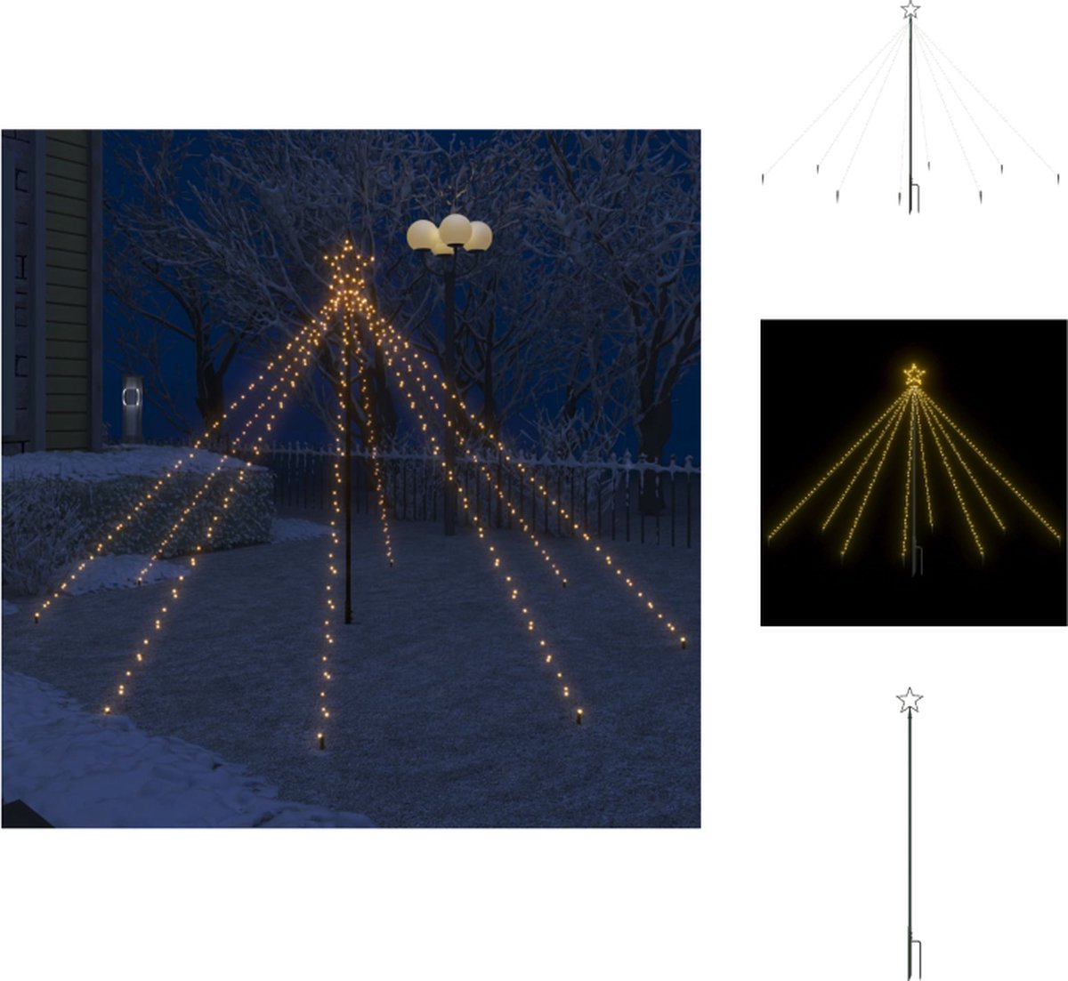 vidaXL Kerstboomverlichting - Watervalontwerp - 400 LEDs - 8 snoeren - Warmwit - IP44 - 2.5m hoog - 10m stroomsnoer - Energiebesparend - vidaXL - Decoratieve kerstboom