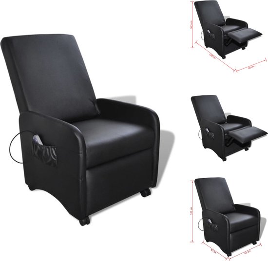 vidaXL Massagestoel - Luxe - Verstelbaar - Zwart - 65x138x96.5 cm - Fauteuil