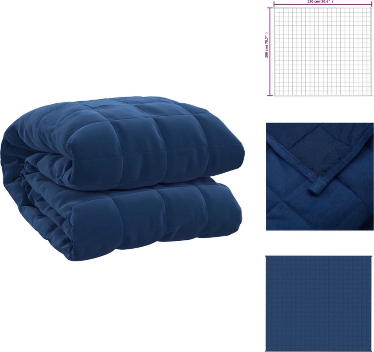 vidaXL - Verzwaringsdeken - 200x230 - cm - 9 - kg - stof - blauw