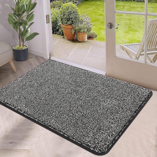 Antislip Barrièremat Voor Binnen En Buiten - Super Absorberend Entreetapijt Machinewasbaar Zachte Vloermat Tapijt Blauw Zwart 60 X 90 Cm Deurmat