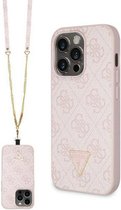 Guess 4G Triangle Crossbody Back Case - Apple iPhone 14 Pro Max (6.7") - Roze