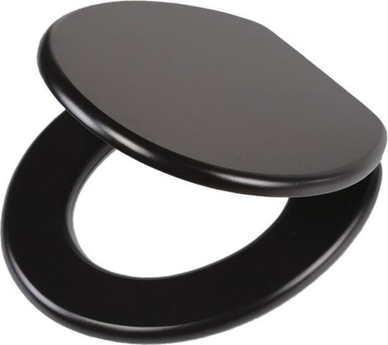 Tiger Leatherlook - WC bril - Toiletbril met deksel - MDF - Zwart - Tiger
