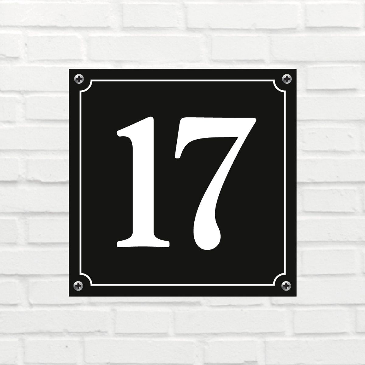 Huisnummerbord Klassiek - Nummer 17 - 14 x 11 cm - incl. bevestiging | - naambord - nummerbord - voordeur