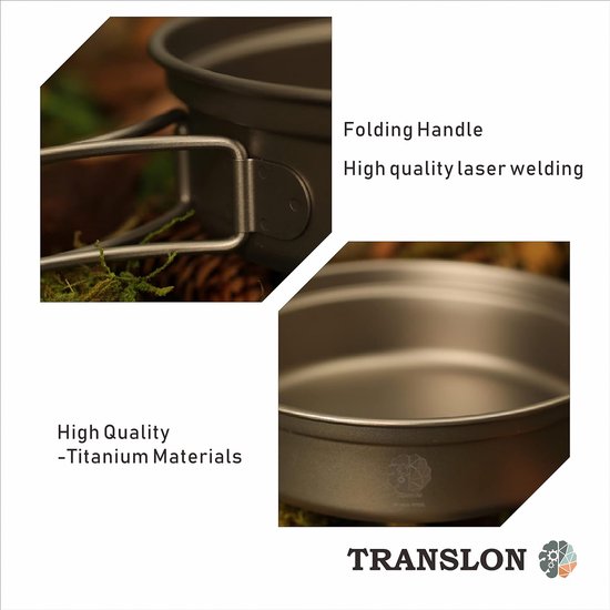 Titan Camping Set, Mok, Panbeker en Opvouwbaar Kampeerbestek inclusief Mes, Vork, Lepel en Draagtas. Titanium Producten, Lichtgewicht, Chic en Draagbaar. — afbeelding 3
