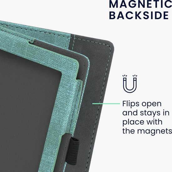 kwmobile hoes voor e-reader geschikt voor Kobo Aura Edition 1 - Cover met standaard in mintgroen / donkergrijs - Kunstleer van Merkloos — afbeelding 5