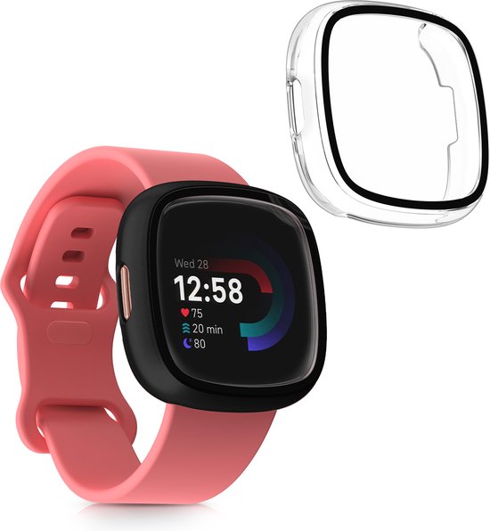 OGoDeal Cover Protettiva Completa Per Fitbit Versa 2 – Morbida TPU Trasparente, Antigraffio, Protezione Schermo (Nero) - 5