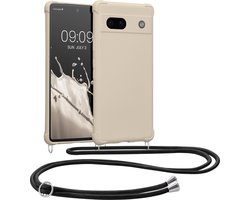 kwmobile telefoonhoesjegeschikt voor Google Pixel 7a - Hoesje van siliconen met telefoonkoord - In crème