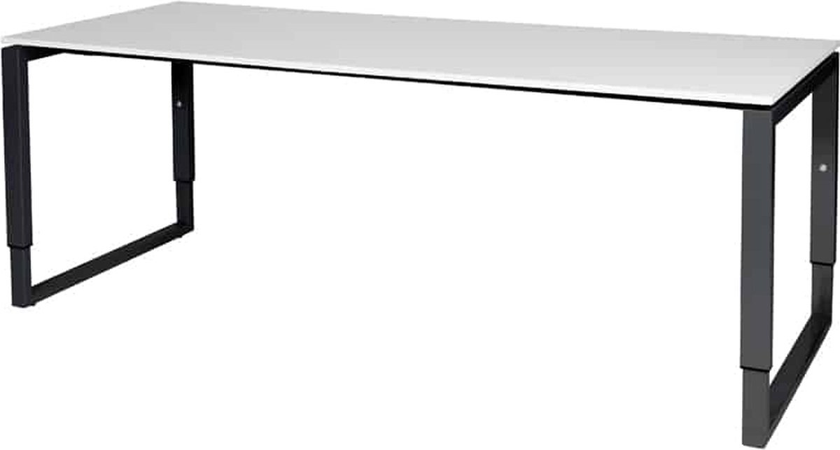 Verstelbaar Bureau - Domino Plus 200x80 wit - zwart frame