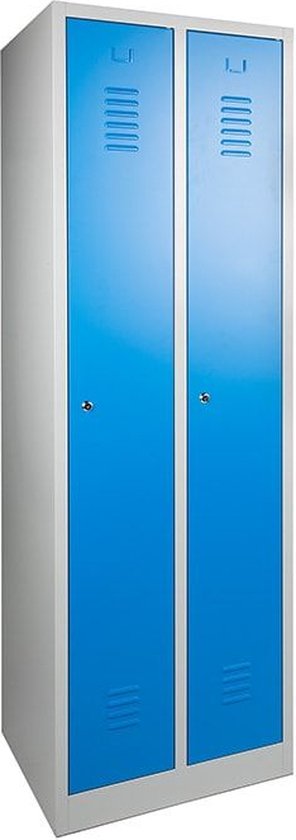 ABC Kantoormeubelen industriële locker garderobekast 2- delig deur rood op de sokkel en opening voor hangoogsluiting (zonder hangslot geleverd)